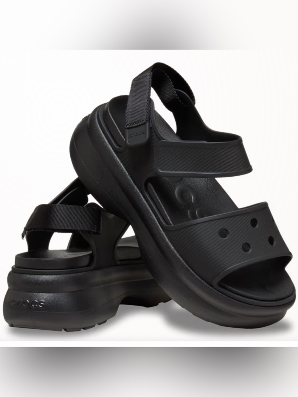 Crocs Soho Y-Strap Sandal Black Platform Sport Sandals - Picture 1 of 7